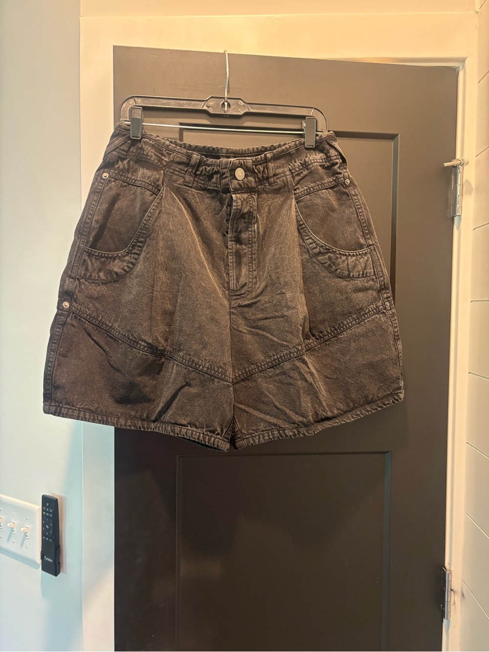 Free People Wild Rebel Barrel Shorts Black 14 NWT Wide Leg Denim Jean Short - Picture 5 of 11